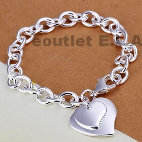 DOUBLE HEARTS SILVER BRACELET-20cm